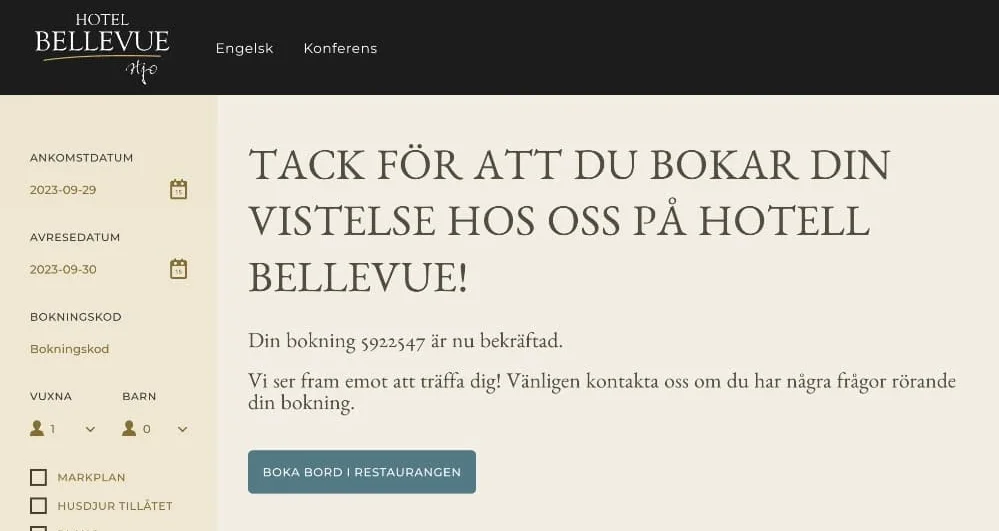 Boka bord och hotell på samma gång